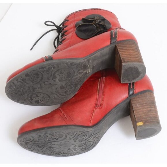 L'Artiste Chrisanne Red Leather Lace Up Floral Retro Y2K Ankle Bootie 9.5-10 - Picture 5 of 8